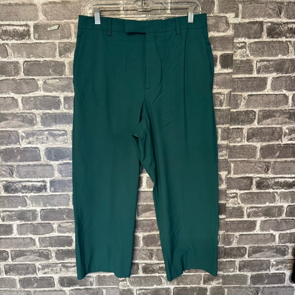 Zara trouser dress pants emerald green pockets